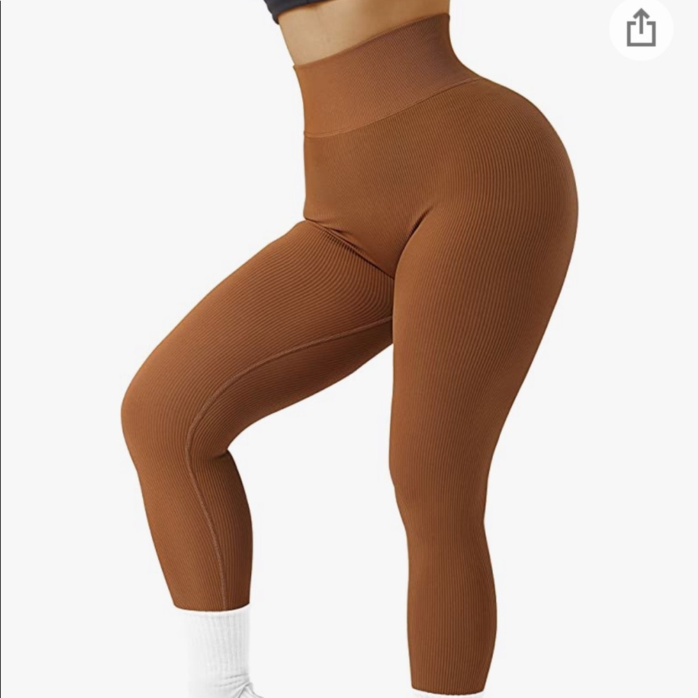 Butt scrunch ribbed Amazon leggings pumpkin orange kinda brown